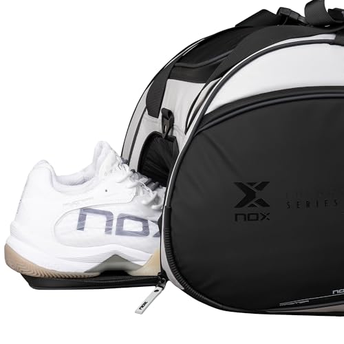 NOX Luxury Master Series, Versatile and Functional Racket Bag with Attractive Design with Many Compartments ??White with Black.
