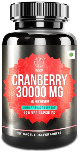 Noble Nature Cranberry Concentrate Extract + Vitamin C | 30,000mg | 120 Capsules | Triple Strength Ultimate Potency Formula | Urinary Tract Health Cranberry Pills Supplement