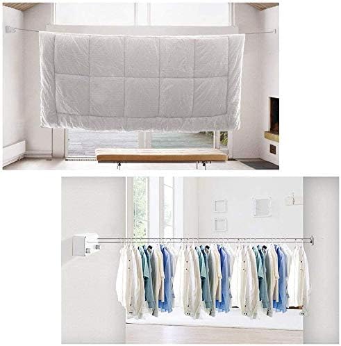 TAPIT Retractable Clothesline Indoors Laundry Line with Adjustable Stainless Steel Double Rope 13.8FT Wall Mounted Space-Saver Drying Line for Balcony Bathroom (Black)