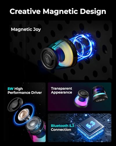 Magnetic Bluetooth Speaker, Portable Bluetooth Speaker with RGB light, Waterproof Wireless Speaker , Phone Stand for iPhone 16/15/14/13/12 Series, Small Speaker for Shower, Outdoor, Birthday Gift