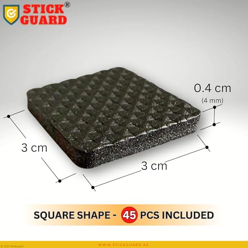 StickGuard Non Slip Furniture Rubber Leg Pads for Hardwood Floors 90 Pcs - 45 Round, 45 Square Furniture Feet - Rubber Furniture Floor Protectors - Chair, Table, Couch, Bed Stoppers to Prevent Sliding