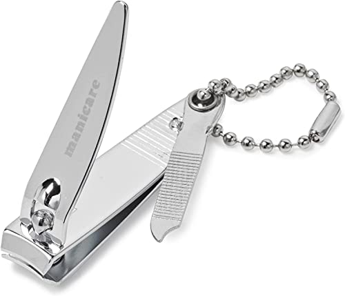 Manicare Small Nail clipper With File And Chain,Quality Stainless Steel For Precisie Trimming Of Fingernails,Perfect For Handbag Or Travel For Manicures And Pedicures, 5cm Long, 2mm Cut Width