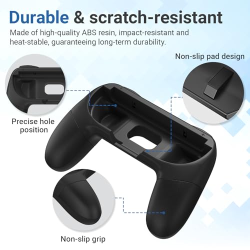 JOWILIN Joy-Con Grips for Nintendo Switch 2 (2025), 2 Pack Ergonomic Handle Joystick Kit Accessory, Comfortable & Anti-Slip Game Controller Kit for Nintendo Switch 2 Joycon Controller (Black)