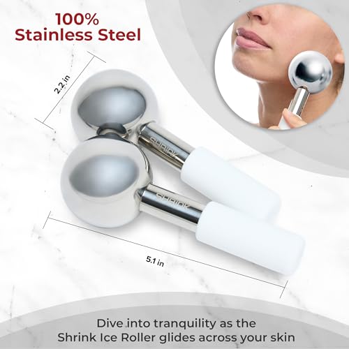 Shrink Ice Globes For Face, Metal Ice Rollers, Elevate Your Skin Care with Stainless Steel Cooling Massager for Face, Neck & Eyes, Fight Dark Circles, Wrinkles, Puffiness, Facial Skin Care Tool