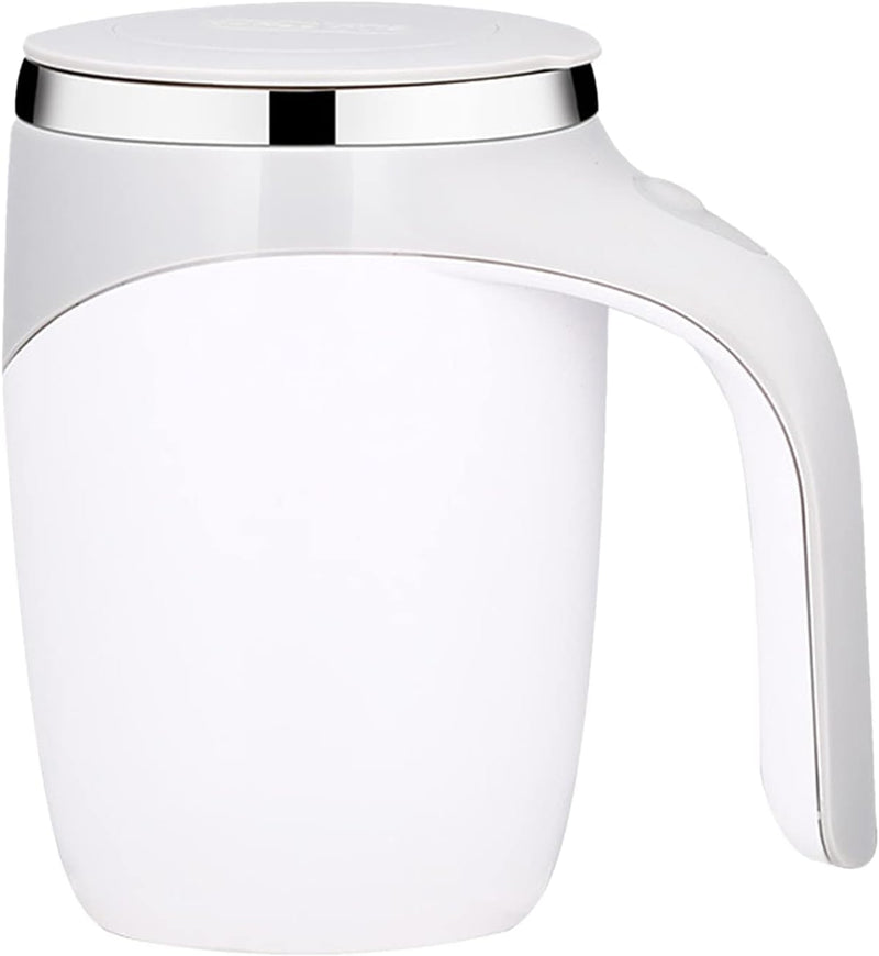 SHOWAY 380mL Self Stirring Mug with Lid Automatic Coffee Cup Electric Stainless Steel Mixing for Milk Cocoa Hot Chocolate