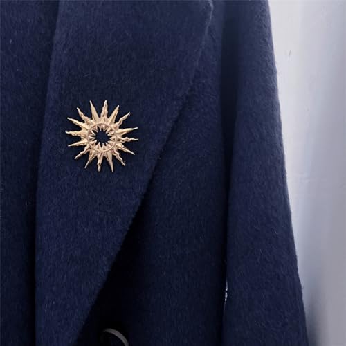 Dtja Gold Sun Brooch Pin for Women Girls Fashion Gold Plated Celestial Apollo Brooches Lapel Pins Dainty Suit Hat Dress Accessories Birthday Holiday Jewelry Gift