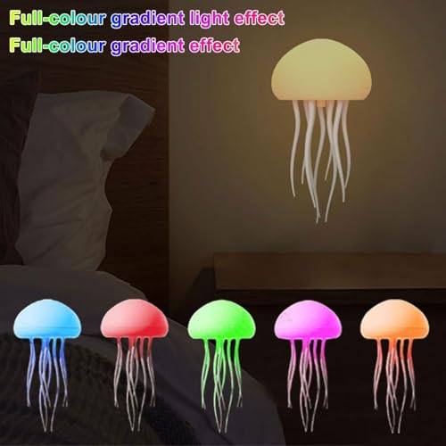 Jellyflow Lamp, RGB Gradient Voice Control Jellyfish Lamp, 1000mAh Rechargeable Floating Jellyfish Lamp with 9 Flexible Tentacles, for Bedrooms, Living Room and Gifts