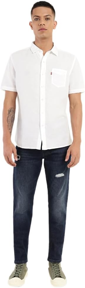 mens S/S Single Pocket Shirt Shirts (pack of 1) - Powder White