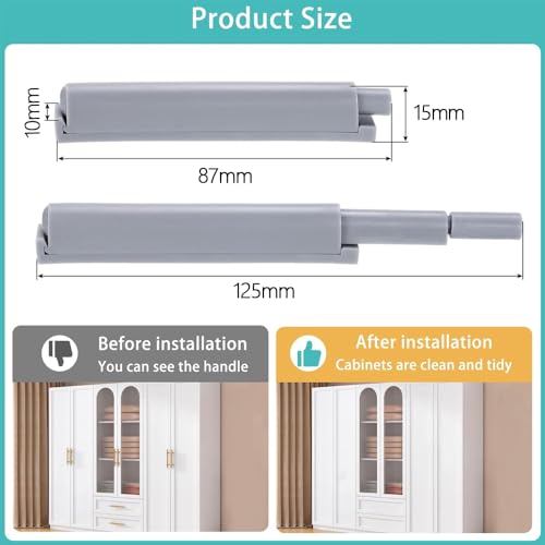 Goodern Push to Open Door Latches,6PCS Push Open Cabinet Hardware Heavy Duty Magnetic Push Latch for Hidden Door Closure Drawer Plastic Damper Buffer Push for Kitchen Hardware Push Release Latch