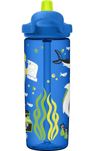 CAMELBAK Eddy+ Kids Everyday Water Bottle - Strong Drop Proof Design - BPA Free - Leak-proof - Dishwasher Safe - 600ml, Treasure Hunt Shark