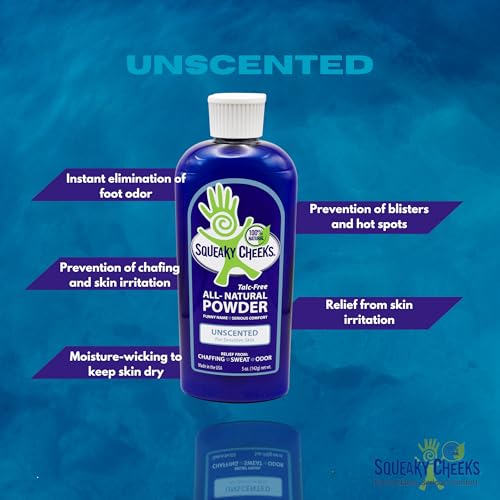 Squeaky Cheeks Unscented Fragrance-Free Dusting Powder - Gentle and Nourishing for Sensitive Skin - Organic and Talc-Free (5oz)