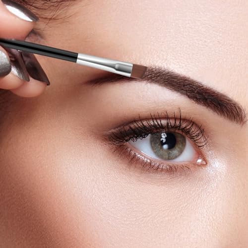 6 PCS Angled Eyeliner Eyebrow Brush Set Flat Tapered Eye Shadow Tint Brush Fine Detail Makeup Brush Tool Portable Concealer Brush Professional Soft Cosmetic Blending Brush for Women Beauty Accessories