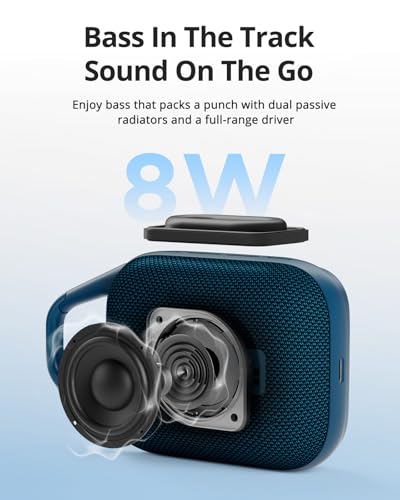 Tronsmart Mirtune H1 Portable Outdoor Speaker, 18H Playtime, Loud Sound and Punchy Bass, Integrated Carabiner, IPX7 Waterproof, Customize EQ, Bluetooth 5.3 Speaker for Travel, Hiking, Camping(Blue)