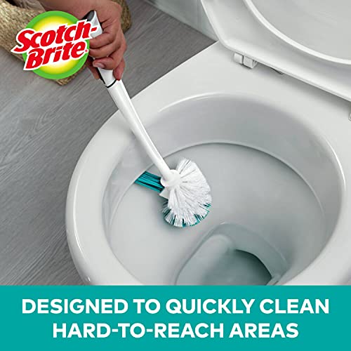 Scotch-Brite Holder set (with Holder) Toilet Bowl & Rim Brush, 1 Set/pack | Cleaning Brush with Long Handle | Discreet Washroom Cleaner| Compact Round Design | Clears Clogged Toilets and drains