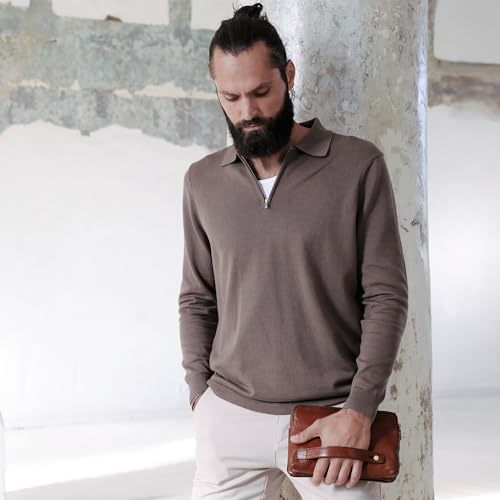 Time Resistance Leather Clutch for Men - Organizer Bag for Men - Wrist Bag - Briefcase Handmade in Italy - Gift Box Included