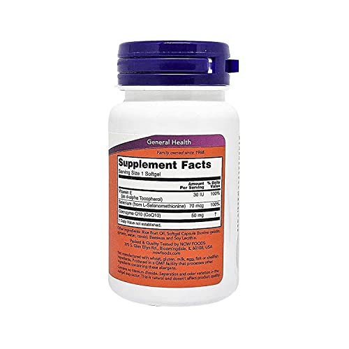 Now Co Q10 50 Mg Vitamin E & Selenium Softgels - 50 Softgels