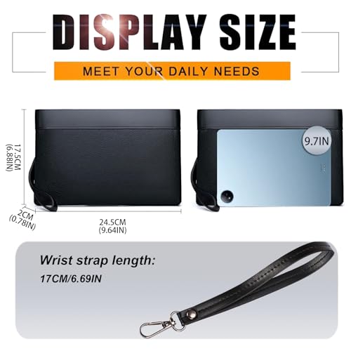 Eshow Mens Wristlet Bag Clutch Purse Synthetic Leather Bags with Wrist Strap Zip Closure 7.9 Inch