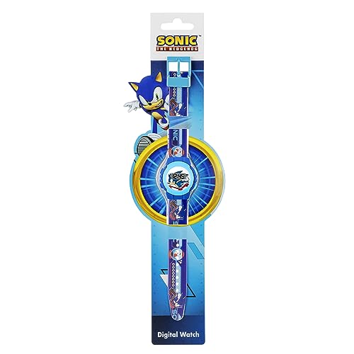 Disney Sonic the Hedgehog Kids Blue Digital Watch with Printed Silicone Strap,SNC4316