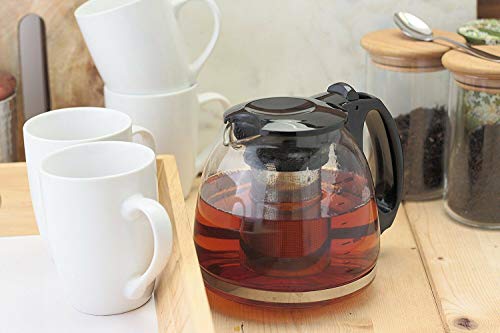 Glow Glass 1100ml Infusion Teapot â€“ Stylish Modern Heat Resistant Glass Tea Pot with Stainless Steel Infuser and Cool Touch Handle â€“ Perfect for Infusing Herbal Fruit Loose Leaf Tea in Home Kitchen
