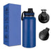 Thermos Flask Insulated Water Bottle 32oz Straw-Brush-3 Lid-handle Triple Wall Vacuum Stainless Steel Water Bottle 1L Sports Jym Office school kids Water Bottle Hot & Cold Water Bottle 950ml dark blue