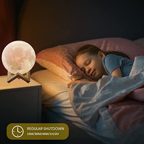 Moon Lamp 7.9 inch 16 LED Colors, NSL Lighting Night Light 3D Printed Moon Light with Stand & Remote/Touch Control and USB Rechargeable, Moon Night Lihgt for Kids Girlfriend Wife Lover Birthday Gifts