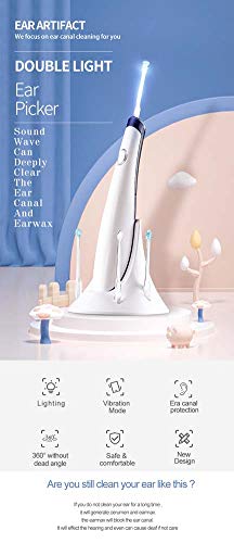 RZiioo Electric Earwax Removal,Safe Sonic Vibration Electric Earwax Removal Tool with LED Light Ear Picks Spiral Ear Spoon, Ear Cleansing, for People of All Ages,Black