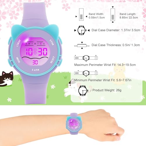 Kids Digital Watches for Girls Boys, Waterproof Watches for Kids with Alarm Stopwatch, Cute Watch, Kids Present for Girls Boys Ages 5-13