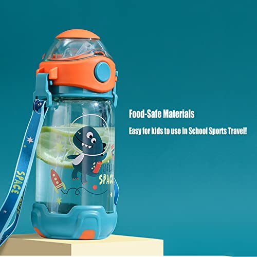 Kids Water Bottle 550ml / 18oz ? Fun Cup Design with Wheels & Strap ? Portable, Spill-Proof Bottle with Straw for Boys & Girls ? Great for School, Camping & Travel