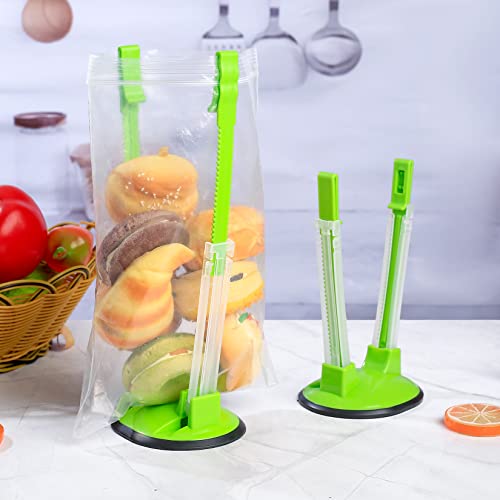 Siyurongg 2 Pcs Baggy Rack, Freezer Bag Holder Stand, Adjustable Food Storage Holders, Plastic Food Prep Bag/Zip Lock Bag Holder Stand, for Meal Prep Bag, Kitchen Gadget