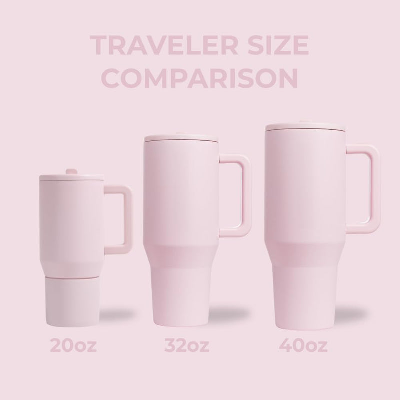 HydroJug Traveler - Modern 40 oz Tumbler with Handle & Simple Flip Straw - Car Cup Holder Friendly, Leak Resistant Water Bottle-Reusable Insulated Stainless Steel & Rubber Base - Gifts for Women & Men