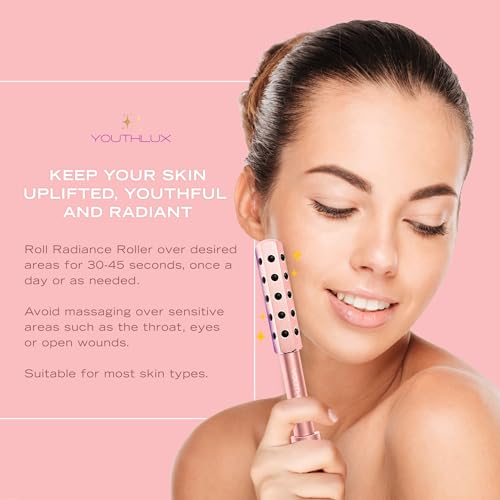 YOUTH LAB Radiance Roller - Germanium Stone Uplifting Face Massager Beauty Roller/Tool for Skin Tightening/Firming, De-Puffing, Anti-Aging and Tension Relief (Purple, Rose Gold and Black)