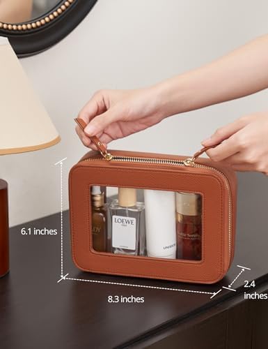 Small Cosmetic Bag for Purse Mini Makeup Bag for School Cute Clear Make Up Pouch for Travel Tiny Leather White Make Up Organizer Case for Backpack Toiletry Bag Waterproof Square Pouch with Zipper