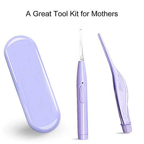ametoys Earpicks Ear Wax Removal Tools with LED Light Flashlight Earpick Ear Spoon Tweezers Ear Cleaner for Baby Ear Health Care Ear Cleaning Tool with Case Green Ear Spoon