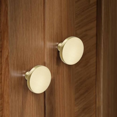 GEPAS 6pcs Gold Cabinet Knobs, Zinc Alloy Brushed Brass Cabinet Ring Pulls Dresser Handles Furniture Hardware for Kitchen Cupboard Drawers Closet Door,Easy to Install (Style1)