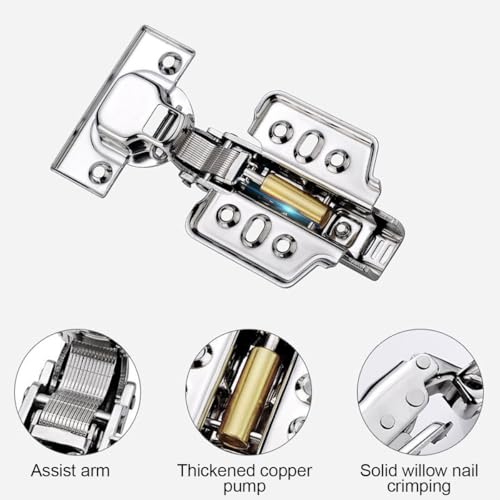 Kitchen Soft Close Cabinet Hinges, 6 Pcs Silent Hydraulic Slow Door Hinge Kitchen Units Door Hinges Hardware Accessories for Wardrobes and Cabinets,Bookcases