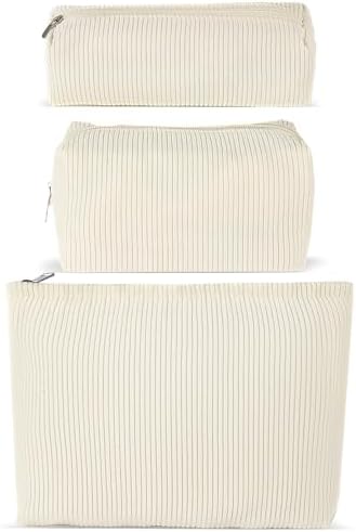 ZLFSRQ 3Pcs Checkered Makeup Bag for Women Large Cosmetic Bag Set Travel Toiletry Bag Makeup Pouch Bag for Purse Pink Zipper Storage Bag Organizer Cute Small Aesthetic Girls Car Essentials Bag