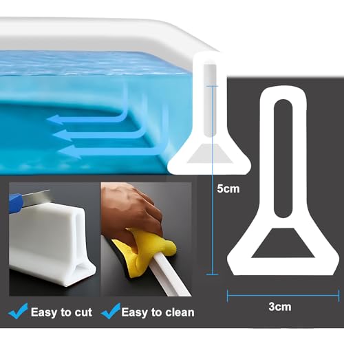 Gluckluz Shower Threshold Water Barrier 2M Shower Stopper Self-Adhesive Bathroom Water Dam Collapsible Silicone Water Retaining Strip Water Splash Guard Retention System for Kitchen Countertop Sink