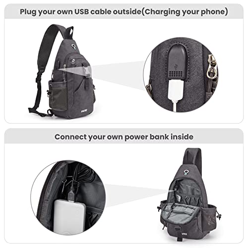 G4Free Canvas Crossbody Sling Bag Hiking Daypack Chest Backpack with USB Charging Port and RFID Blocking for Women Men