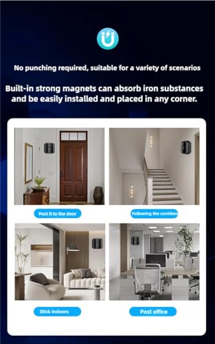 Wireless Security Camera for Home, Cordless HD Night Vision WiFi Camera with Mobile Remote Viewing, Motion Detection & Cloud Storage - No Drill Installation Indoor/Outdoor (-20°C~45°C)