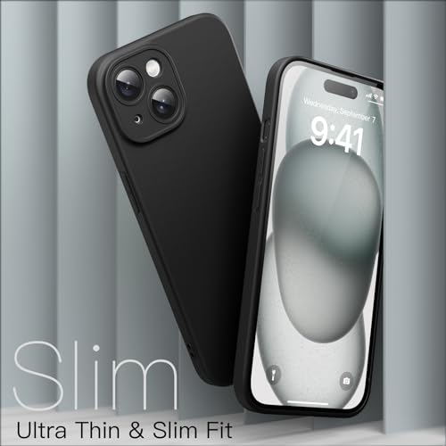 JETech Slim Case for iPhone 15 Plus 6.7-Inch with Camera Lens Full Cover Protection, Ultra-Thin Lightweight Matte Finish Minimalist Protective Phone Cover (Black)