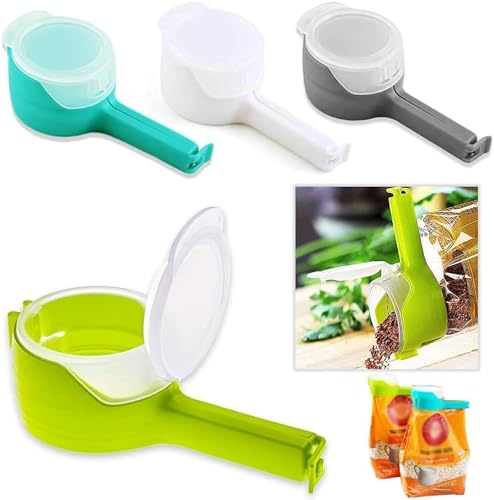 COOK IT WELL® Pouring Clips Set of 3 ? Food Bag Sealing Clips with Pour Spout for Cereal, Snacks, Chips, Dry Fruits & More ? Reusable, Easy-to-Use Food Storage Clips