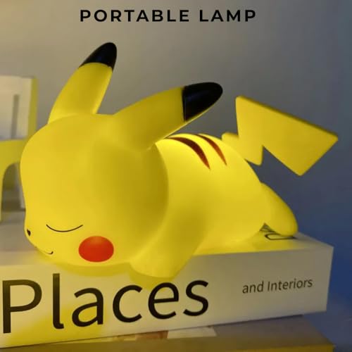 AMERTEER LED Night Light | Small and Cute Pokemon Bedside Table Lamp | Glowing Home Decoration Pika Amine Lamp | LED Silicone Desk Lamp | Perfect Christmas Gifts for Kids, Boys, Girls, Switch Control