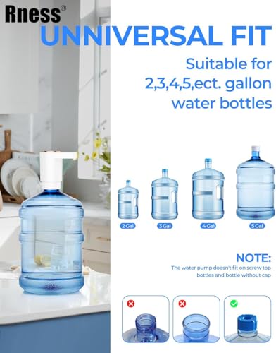 Rness Water Dispenser Pump Electric,Double Pumps High Horsepower,Double Water Outlets,Type-c Interface Charging Portable Electric Water Pump Jugs,USB C Charging,for Office,Home,Kitchen White