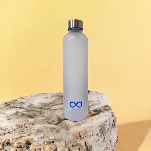 INFINITY 8 Water Bottle, 1L/32 OZ, Leak Proof Water Bottle, BPA free, Non-Toxic Plastic, Motivational Time Stamps, Water Bottle (White)