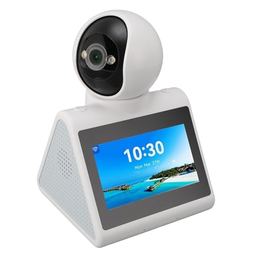 Wisoqu Two Way Video Calling Camera, 2K Indoor Home Security Camera with 4.3inch HD Screen, Pet Dog Smart Audio and Video Camera with AI Voice, Daily Clock Reminder, One Click Video Call