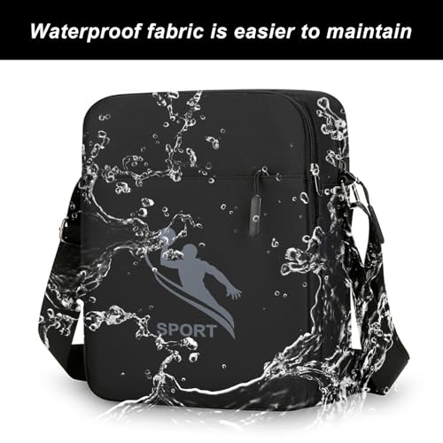 Ogetok Large Crossbody Bag Black Big Messenger Bag for Men Women, Casual Side Shoulder Bag Neck Pouch, Travel Cell Phone Purse Wallet Handbag with Adjustable Strap for Business, Traveling, Hiking