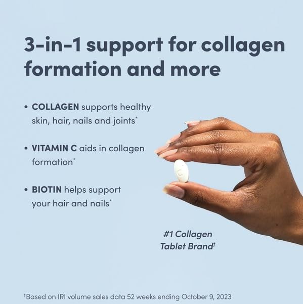 NeoCell Super Collagen Peptides + Vitamin C & Biotin, 3g Collagen Per Serving, Gluten Free, Promotes Healthy Hair, Beautiful Skin, and Nail Support, Dietary Supplement, 270 Tablets