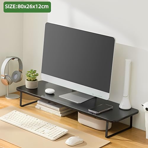 Beauenty Monitor Stand Riser,Laptop Stand,Wood Monitor Stand Riser with Ergonomic Height Adjustment,Desktop Organizer,Office Desk Accessories for Laptops,Monitors,Printers(80x26x12cm)