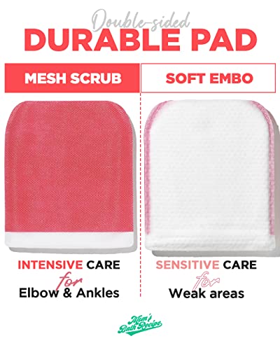 Mom's Bath Recipe Body Peeling Pad Strong, All in One Bubble Body Wash & Scrub Gloves with Kelp & Biotics, Intense Exfoliating Mitts for Dead Skin Cells, Goosebumps and Scaly Skin, 8 Sheets