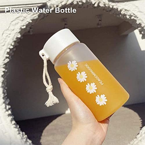 ELECDON Frosted Water Bottle, ELECDON Leakproof Portable Small Daisy Transparent Plastic Frosted Travel Tea Cup for Kids, Adults, Gym, School, Sport, Cycling 500ML